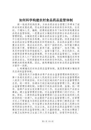 2024年如何科学构建农村食品药品监管体制