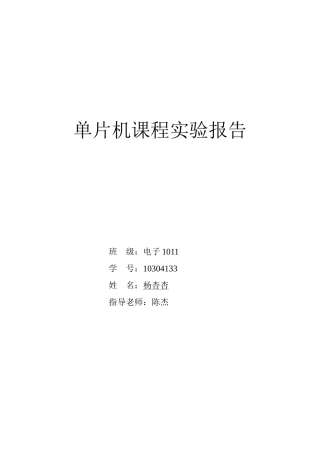 单片机课程实验报告模板
