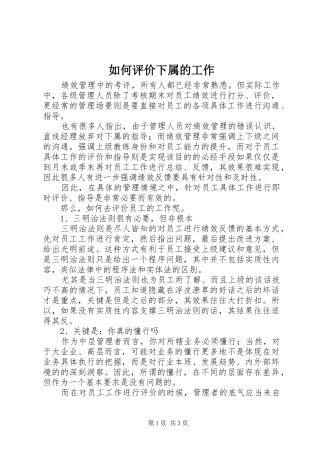 2024年如何评价下属的工作