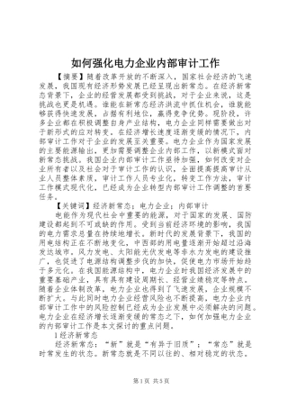 2024年如何强化电力企业内部审计工作