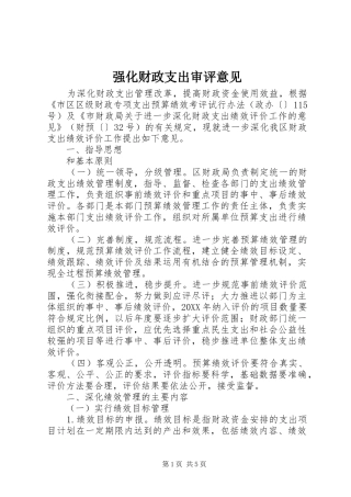 2024年强化财政支出审评意见