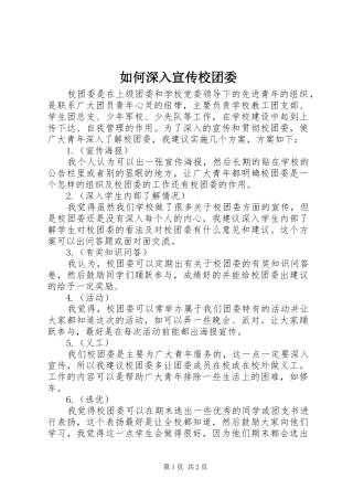 2024年如何深入宣传校团委