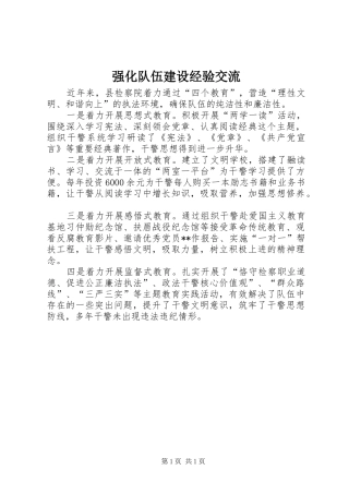 2024年强化队伍建设经验交流