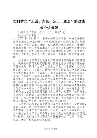 2024年如何树立忠诚为民公正廉洁的政法核心价值观