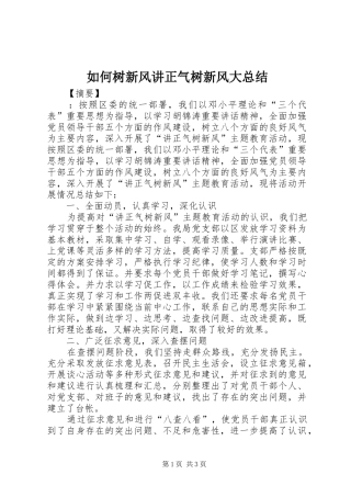 2024年如何树新风讲正气树新风大总结