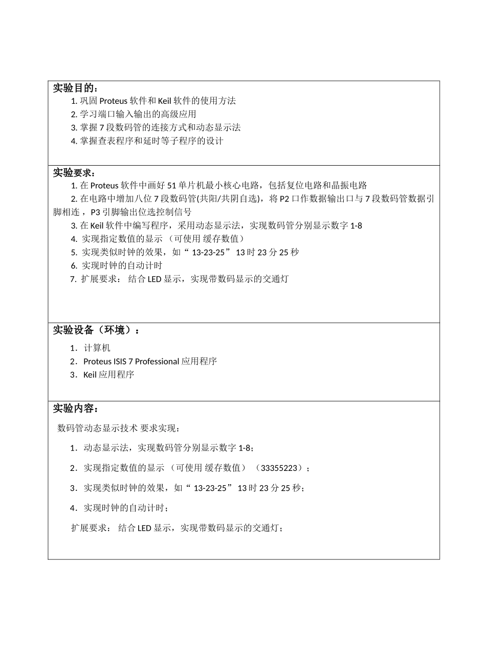 单片机原理-数码管动态显示实验-单片机原理-实验报告_第2页
