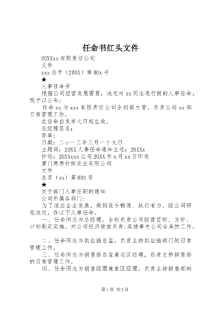 2024年任命书红头文件