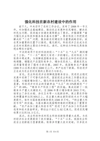 2024年强化科技在新农村建设中的作用