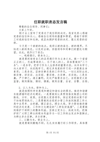 2024年任职就职表态讲话稿