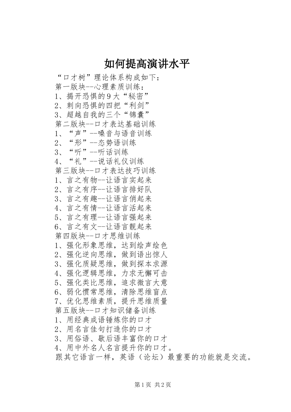 2024年如何提高演讲水平_第1页