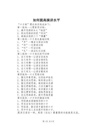 2024年如何提高演讲水平