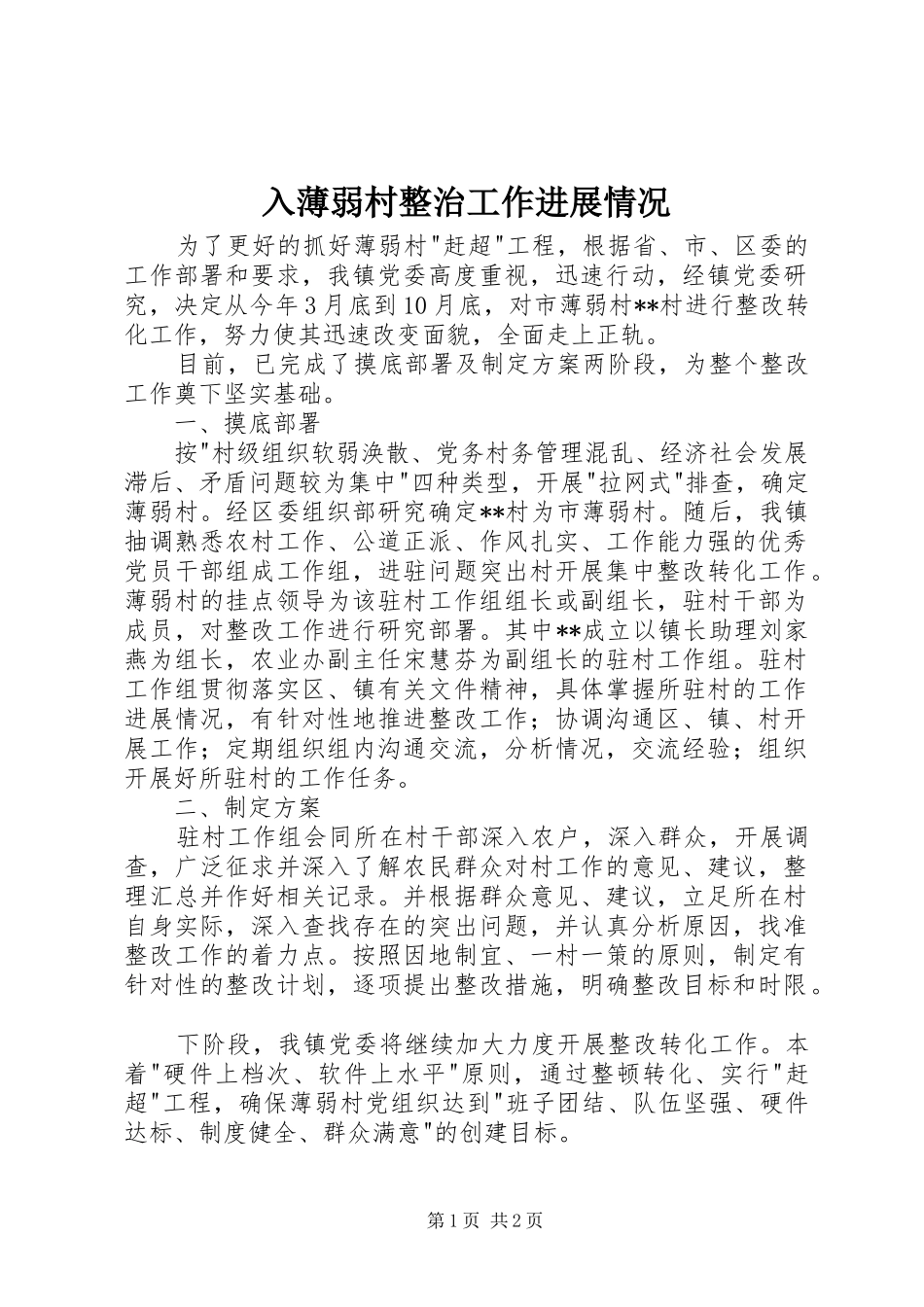 2024年入薄弱村整治工作进展情况_第1页