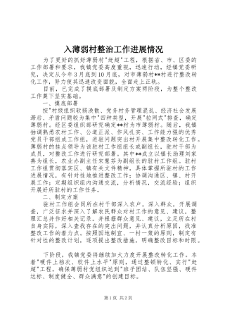 2024年入薄弱村整治工作进展情况