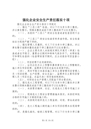 2024年强化企业安全生产责任落实十项
