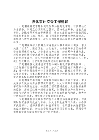 2024年强化审计监督工作建议