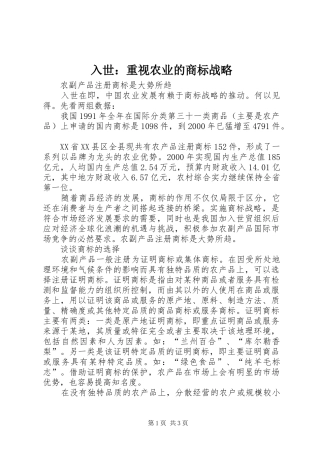 2024年入世重视农业的商标战略