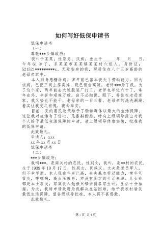 2024年如何写好低保申请书