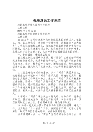 2024年强基惠民工作总结