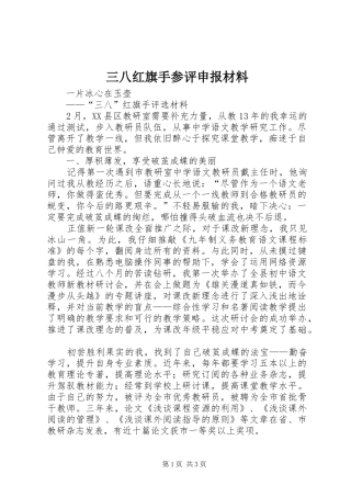 2024年三八红旗手参评申报材料