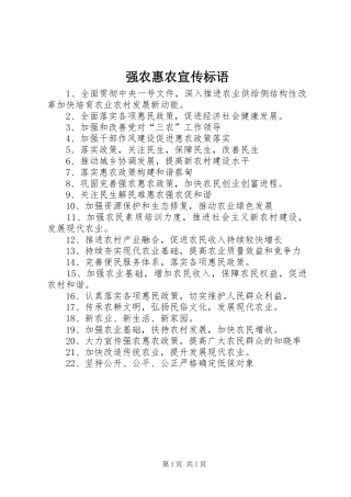 2024年强农惠农宣传标语