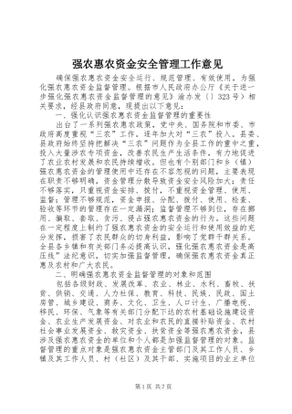 2024年强农惠农资金安全管理工作意见