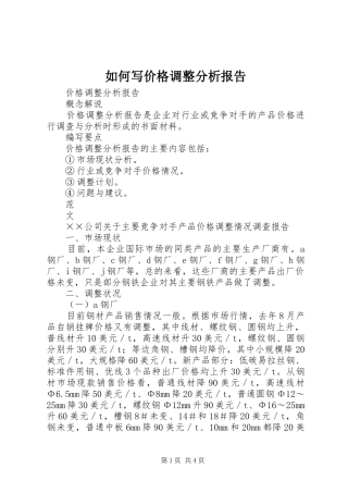 2024年如何写价格调整分析报告