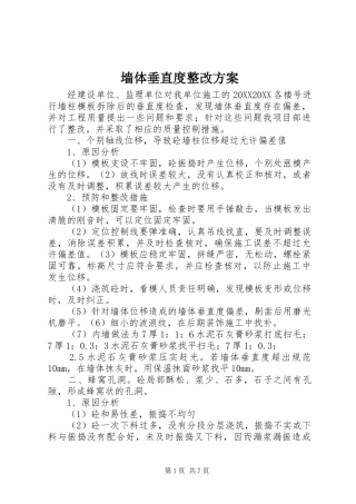 2024年墙体垂直度整改方案