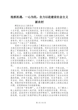 2024年抢抓机遇，一心为民，全力以赴建设社会主义新农村