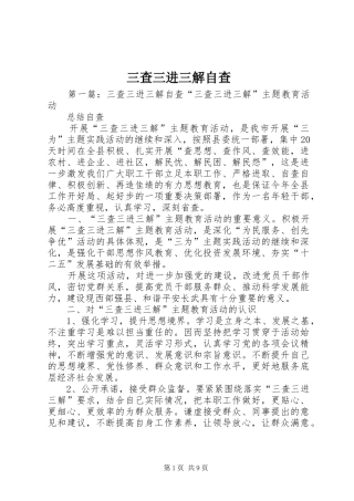 2024年三查三进三解自查