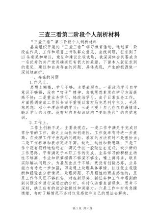 2024年三查三看第二阶段个人剖析材料