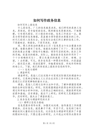 2024年如何写作政务信息