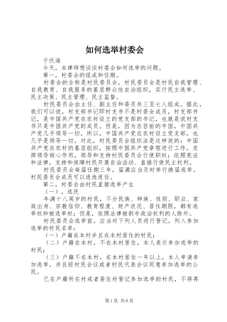 2024年如何选举村委会