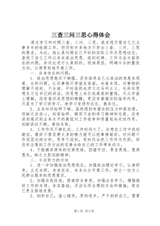 2024年三查三问三思心得体会