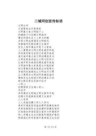 2024年三城同创宣传标语