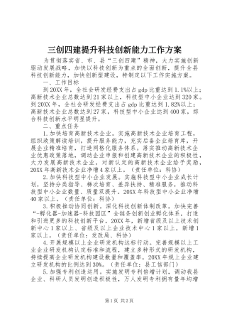 2024年三创四建提升科技创新能力工作方案