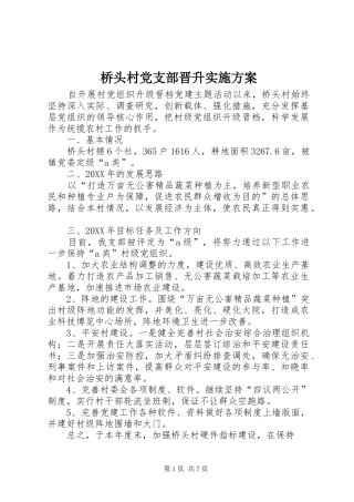 2024年桥头村党支部晋升实施方案