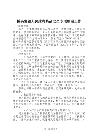 2024年桥头集镇人民政府药品安全专项整治工作
