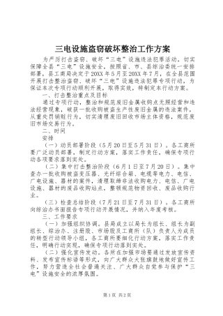 2024年三电设施盗窃破坏整治工作方案