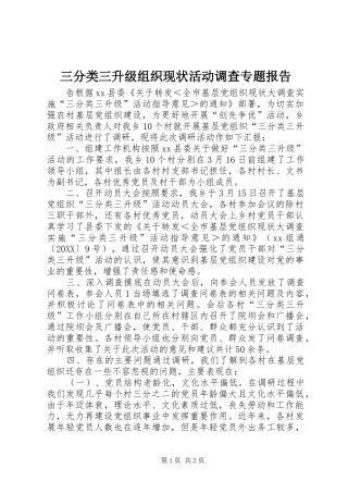 2024年三分类三升级组织现状活动调查专题报告