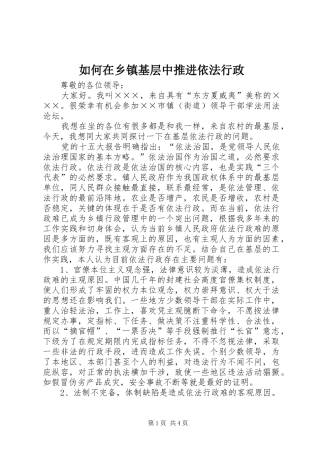 2024年如何在乡镇基层中推进依法行政