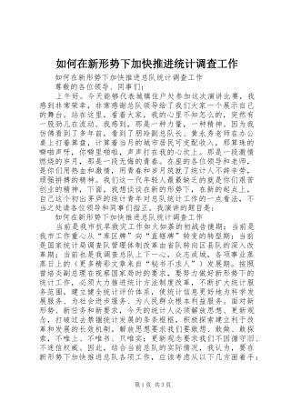 2024年如何在新形势下加快推进统计调查工作