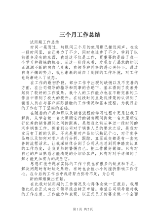 2024年三个月工作总结