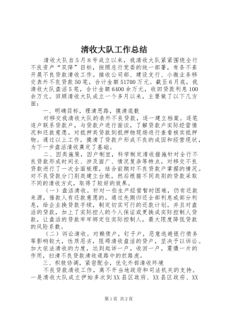 2024年清收大队工作总结