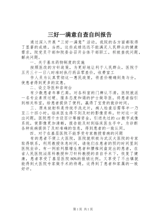 2024年三好一满意自查自纠报告