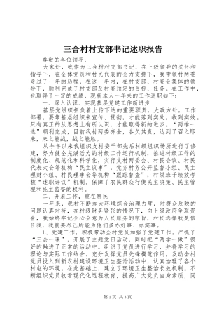 2024年三合村村支部书记述职报告