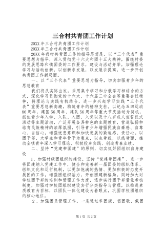 2024年三合村共青团工作计划