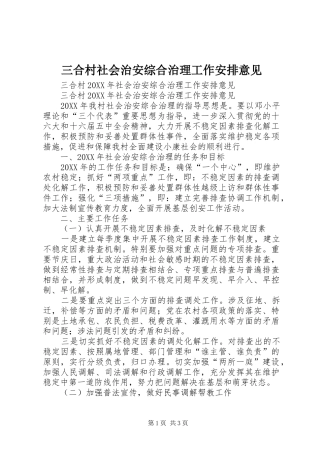 2024年三合村社会治安综合治理工作安排意见