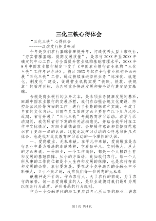 2024年三化三铁心得体会