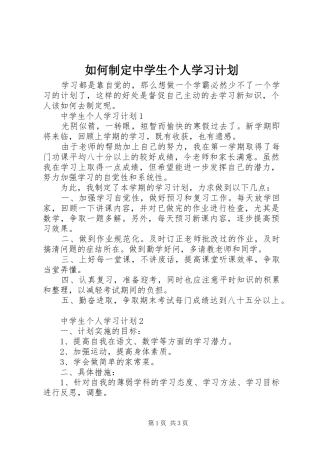 2024年如何制定中学生个人学习计划