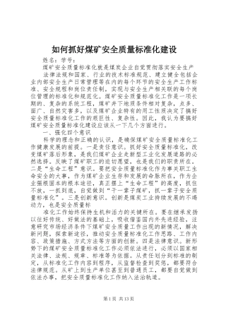 2024年如何抓好煤矿安全质量标准化建设